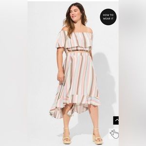 Midi Challis Off Shoulder Hi-Low Skirt Set Torrid as 6